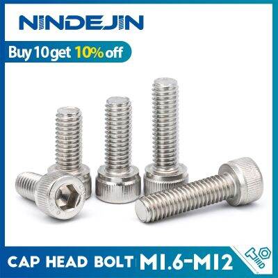 NINDEJIN Hexagon Hex Socket Cap Head Screw M1.6 M2 M2.5 M3 M4 M5 M6 M8 M10 Stainless Steel Baut Allen Sekrup Hex DIN912 dengan Kunci