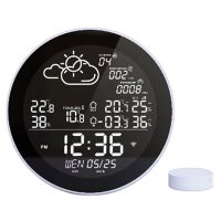 Tuya WiFi Weather Clock Weather Forecast Weather Wireless Smart Hygrometer Remote Gauge Alarm Clock-EU Plug