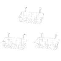 3X Basket with Hook Grid Storage Basket, Hang It Behind A Door or on A Railing, Over the Cabinet Door, White