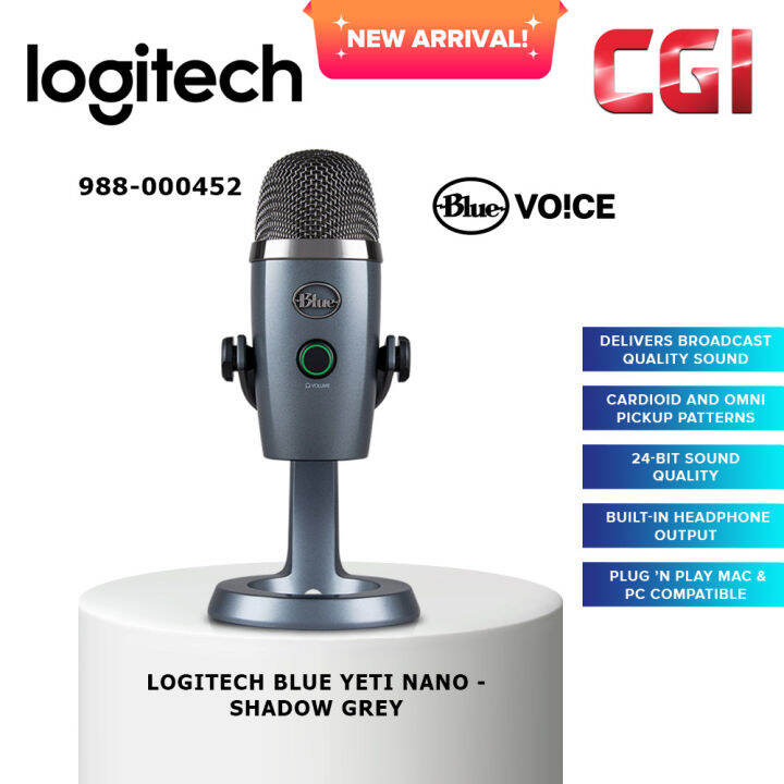 Logitech Blue Yeti Nano Premium Dual-Pattern USB Microphone With Blue ...