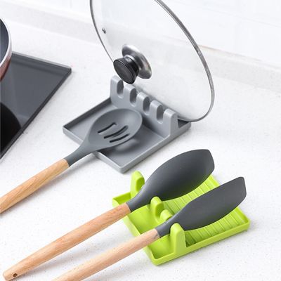 [Hot K] ทำอาหาร Utensil Rest ชั้นวางของในครัวและจัดเก็บข้อมูลแผ่นหยดส้อมในครัวที่วางช้อน Non-Slip Pad อุปกรณ์ครัว