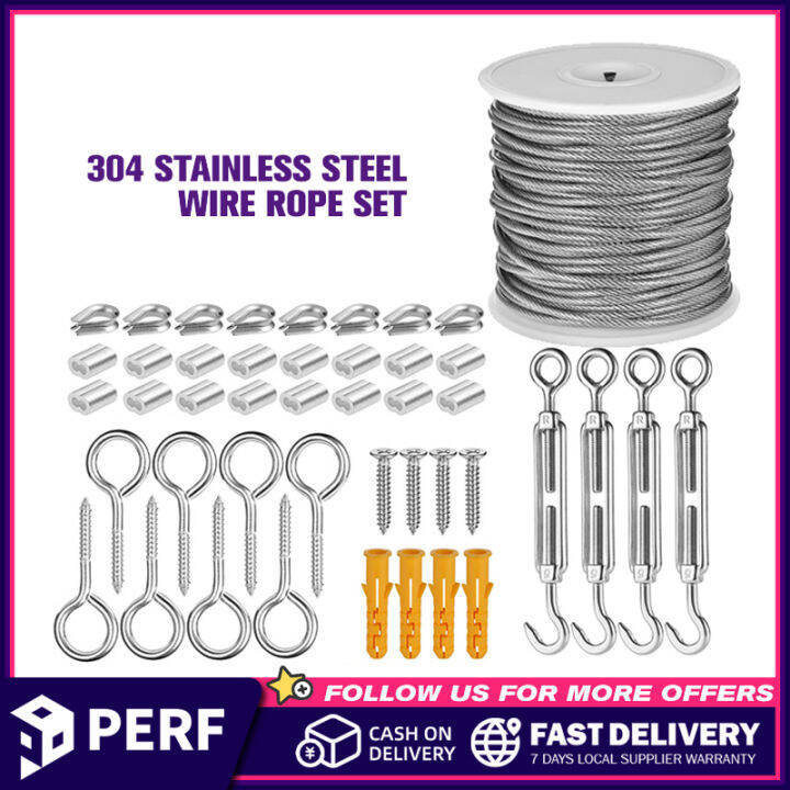 Perf 1Set Wire Rope Cable Hooks Hanging Kit Flexible PVC Coated
