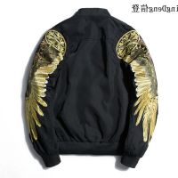 New Black Embroidery Bomber pilot fashion loose Jacket Men Streetwear wing Brand-clothing plus 3XL