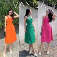 เดรสสายเดี่ยวทวิตไขว้หน้า✨VANIDA DRESS✨กระโปรงทรงสวิงสวยมาก ป้ายVANIDA BY GRACE