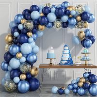 Blue Metallic Balloons Garland Kit Gold Confetti Balloon Arch Birthday Party Decoration Kids Wedding Birthday Baby Shower Boy Balloons