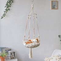 Handmade Weave Macrame Hammock For Cat And Small Pet Decoration Hanging Wall Swing Cotton Net Bag Bed Boho Home Pet Nest Decor Beds