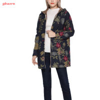 GDS Women S Coat Cotton Linen Warm Plush Sweater Print Hooded Top Winter Wear 1Pc Loose Fit Hoodie Breasted Folk-Custom Women Prevalent Unique Heavenly Clothing Jacket Cardigan 【 Fast Delivery】