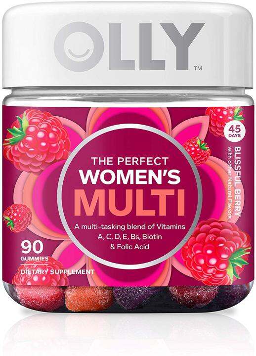 OLLY Women's Gummy Multivitamin, Blissful Berry, Vitamins A, D, C, E ...