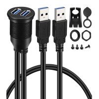 1เมตร2พอร์ต Usb คู่ต่อ3.0 Aux ฟลัชเมาต์ติดรถยนต์สายต่อขยายสำหรับเรือบรรทุกรถยนต์แผงแดชบอร์ดมอเตอร์ไซค์