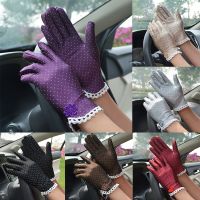 Fashion Gloves Ladies Breathable Dot Patchwork Thin Riding