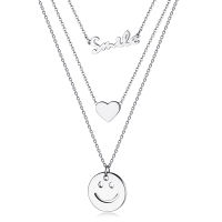 Korean Jewelry Wholesale Girl Versatile Smiling Face Smile Love Pendant Simple Temperament Titanium Steel Necklace For Women