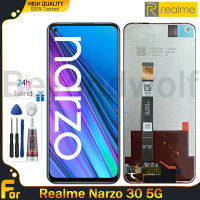 Beyondwolf หน้าจอ LCD 6.5นิ้วของแท้สำหรับ Realme Narzo 30 5G หน้าจอ LCD ประกอบดิจิไทเซอร์จอแสดงผล LCD แบบสัมผัสหน้าจอ RMX3242พร้อมกรอบกลางสำหรับหน้าจอ Realme Narzo 30 5G