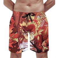 กางเกงขาสั้นกระดานโต้คลื่นฤดูร้อน Devil Killer Surf Rengoku Kyojuro Anime Beach Shorts แฟชั่นกางเกงขาสั้นชายหาดแห้งเร็วบวกขนาด XS-5XL