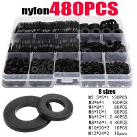 M2 M2.5 M3 M4 M5 M6 M8 Mesin Cuci Nilon Pemisah Isolasi Plastik Segel Hitam Putih 250/350/480/500 Buah Set Kit Cincin Paking