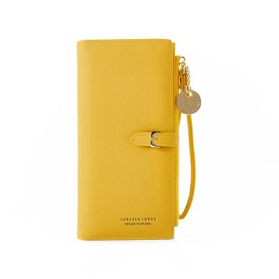 Vintage Wallet Purse Women Clutch Bag Yellow Solid Leather Women Envelope Zipper Luxury Brand Evening Bag Female Torebki Damskie