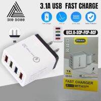 หัวชาร์จเร็ว อแดปเตอร์ชาร์จไฟ Quick charge QC 3.0 + PD ชาร์จได้ 4 พอร์ต หัวชาร์จไฟ หัวชาร์จ ค่า 30W-4USB+PD ของแท้ รับประกัน1ปี BY BIGBOSS