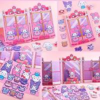 QNAVX คุโรมิ Kuromi Quiet Book Cinnamoroll เมโลดี้ เกมสติกเกอร์เมโลดี้ บ้านดีไอวาย งานทำมือ สมุดทำมือ Melody DIY ของขวัญสำหรับเด็ก