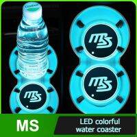 แผ่นไฟ Led หลากสีถ้วยน้ำเสื่อกรูฟ Selimut Mobil ถาดรองแก้วน้ำรถยนต์สำหรับ MS