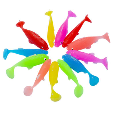 Microgood โมเดลปลาซาร์ดีน2ชิ้น,โมเดลปลาการ์ตูนสีต่างๆของตกแต่งรูปปลาทะเล TPR ชุดของเล่นตกปลาสำหรับเด็ก