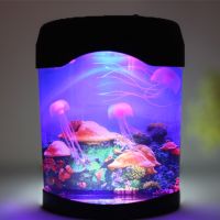 NAS โคมไฟ โคมไฟตั้งโต๊ะ LED Jellyfish Lava Lamp, Mini Desk Fish Tank Lamp with Color Changing Electric Jellyfish Lava Lamp for Home Decoration l