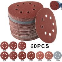 60pcs 125mm Sandpaper Round Shape Sanding Discs Hook Loop Sanding Paper Buffing Sheet Sandpaper 8 Hole Sander Polishing Pad Power Sanders