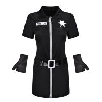 Justsaiyan Womens Sexy Blue Black Halloween Party Police Uniform Cosplay Policewoman Costumes Outfit Plus Size Fancy Dress