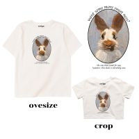 Rabbit  เสื้อยืด Crop &amp; Oversize Unisex Cotton 100%