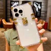 ☁❖♨ Square Straight Edge Clear TPU Phone Case For iPhone 11 12 13 14 Pro X Xs Max Xr 7 8 Plus SE2020 Cover Luxurious Glitter Bling