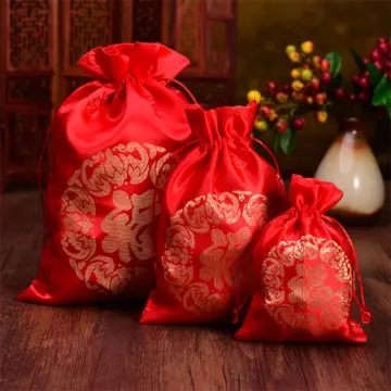 1PCS Wholesale Chinese silk satin Drawstring candy gift pouchs