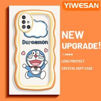 YIWESAN เคสปลอกสำหรับ Samsung Galaxy A51 4G A51 5G,M40s ลายการ์ตูนโดราเอมอนสุดน่ารักขอบลอนสีสันเคสโทรศัพท์โปร่งใสน่ารักปลอกซิลิโคนนิ่มป้องกันกล้องเคสใสกันกระแทก