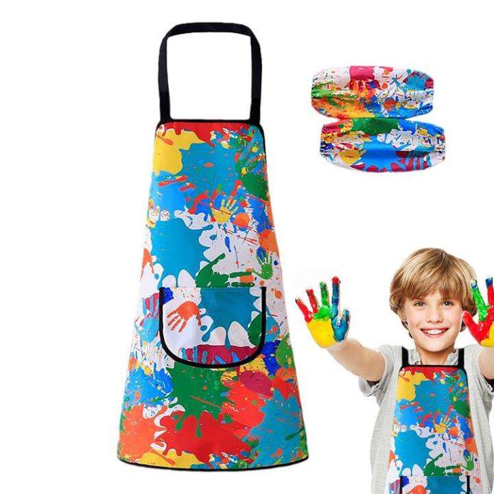 childrens-art-apron-waterproof-artist-painting-aprons-children-art-smocks-with-pocket-and-sleeves-for-age-3-11-kitchen-chef-aprons-for-cooking-baking-painting-well-made