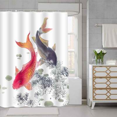 MTMETY Ocean Jellyfish Shower Curtain Polyester Waterproof Curtains Bathroom Chinese style koi Bath Screens rideau de douche