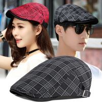 【Hot Sale】 Beret hat men and women spring autumn retro plaid peaked cap female British literature art forward outdoor sun protection visor