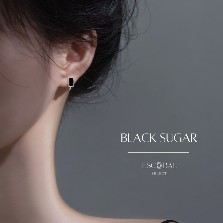 escobal-ต่างหูเงินแท้-black-sugar-มรกตอัญมณีสีดำ-ตุ้มหูเงินแท้-ต่างหูแฟชั่น-ตุ้มหูเงินแท้-ต่างหูเกาหลี-ต่างหูพลอยแท้