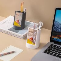 1pcs Makeup Brush Can Large Capacity Pen Box Simple Multifunctional Phone Bracket Pen Pot Case Pen Holder Storage Bucket