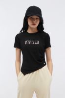 ESP เสื้อทีเชิ้ตผ้าริบ ผู้หญิง สีดำ | Rib Top with Side Seam Detail | 5835