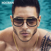 HOOBAN Vintage Oversized Sunglasses Men Square Driving Glasses for Women Retro Luxury Sun Glasses Unisex Shade UV400