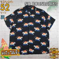 NO BOUNDARIES®แท้ อก 52 เสื้อฮาวายชาย เสื้อวินเทจ เสื้อผ้าผู้ชาย สีดำ แขนสั้น เนื้อผ้าดี