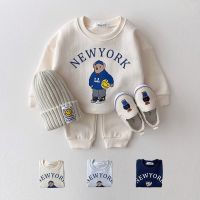 ❁▨✓ Korea 2022 Baby Boys Clothes Sets Letter Bear Girls Long Sleeve Casual Hoodie Sweatshirt Pants 2pcs Kids Clothes Sports Suit New