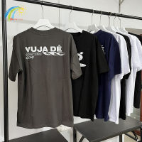 สีน้ำเงินเข้ม vujade เสื้อยืดผู้ชายผู้หญิง1:1ที่มีคุณภาพสูงพิมพ์คาร์บอนสีเทาคู่สบายๆ TEE ย้อนกลับการออกแบบคลาสสิกแขนสั้น