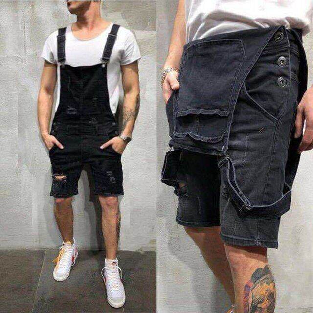 Mens ripped clearance overalls shorts