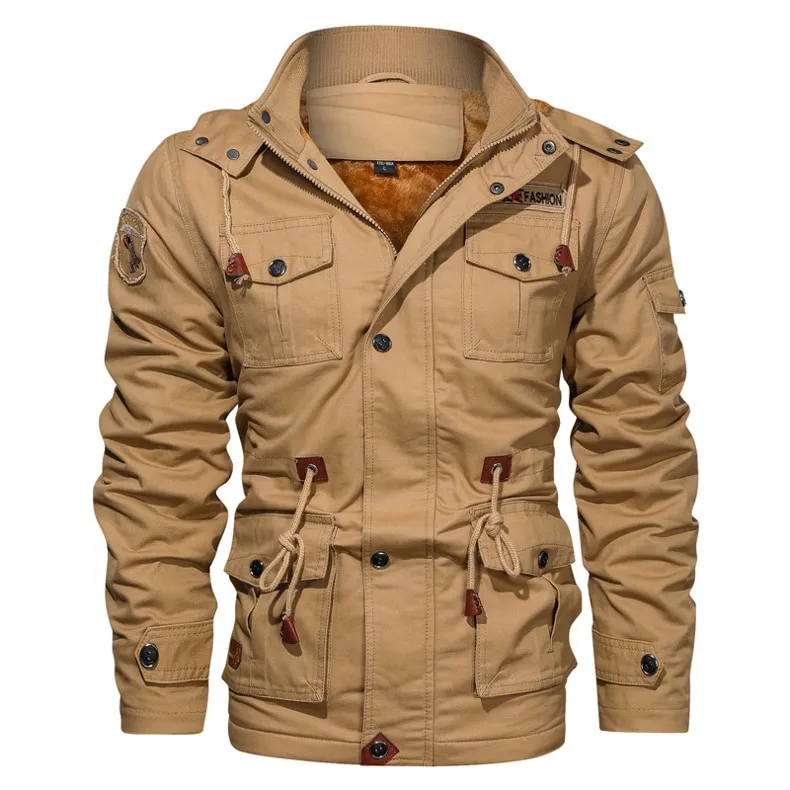 Men Hooded Fleece Casual Military Jacket Men New Winter Windbreaker Pilot Coat  Men Fashion Windproof Cargo Mens Jacket YCYING | Lazada PH