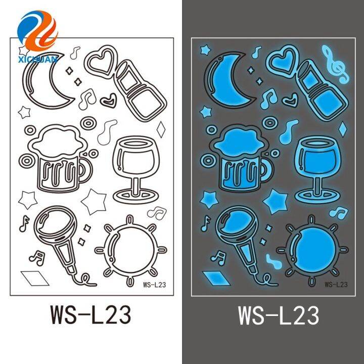 xichuan-สติ๊กเกอร์ติดสติกเกอร์รอยสัก76x120มม-สติ๊กเกอร์ติดหน้าสติกเกอร์รอยสักเรืองแสงงานรื่นเริงทันสมัยสำหรับไนท์คลับหรือไนท์คลับ