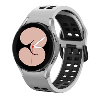 สำหรับ Samsung Galaxy Watch 5 Pro 45มม. สายรัดสองแถวสองนาฬิกาซิลิโคนสี (สีขาวสีดำ)