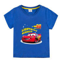 Lightning McQueen ชายหญิงแขนสั้นเสื้อยืดฤดูร้อนผ้าฝ้ายลำลองคอกลมเสื้อเด็กเสื้อผ้าทุกการแข่งขันพิมพ์ Tees