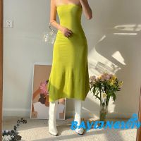 COD DSTGRTYTRUYUY Bayline-Women´s Summer Tube Dress Elegant Strapless Solid Color Slim Fit Beach Long Dress