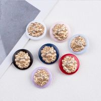 5ps Retro Women 39;s coats Lion head black Golden metal Alloy With diamond accessories buttons Crafts DIY sewing button