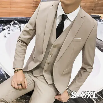 Latest Coat Pant Designs Beige Men Suit Prom Tuxedo Slim Fit 3