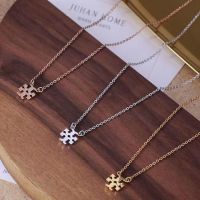 2023 new TORY BURCH Necklace Double T Square Pendant Womens Accessories