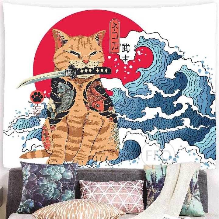 cw-japanese-samurai-cat-tapestry-wall-hanging-ocean-wave-tapestry-aesthetic-room-decor-tapestries-bed-cover-cars-home-decoration